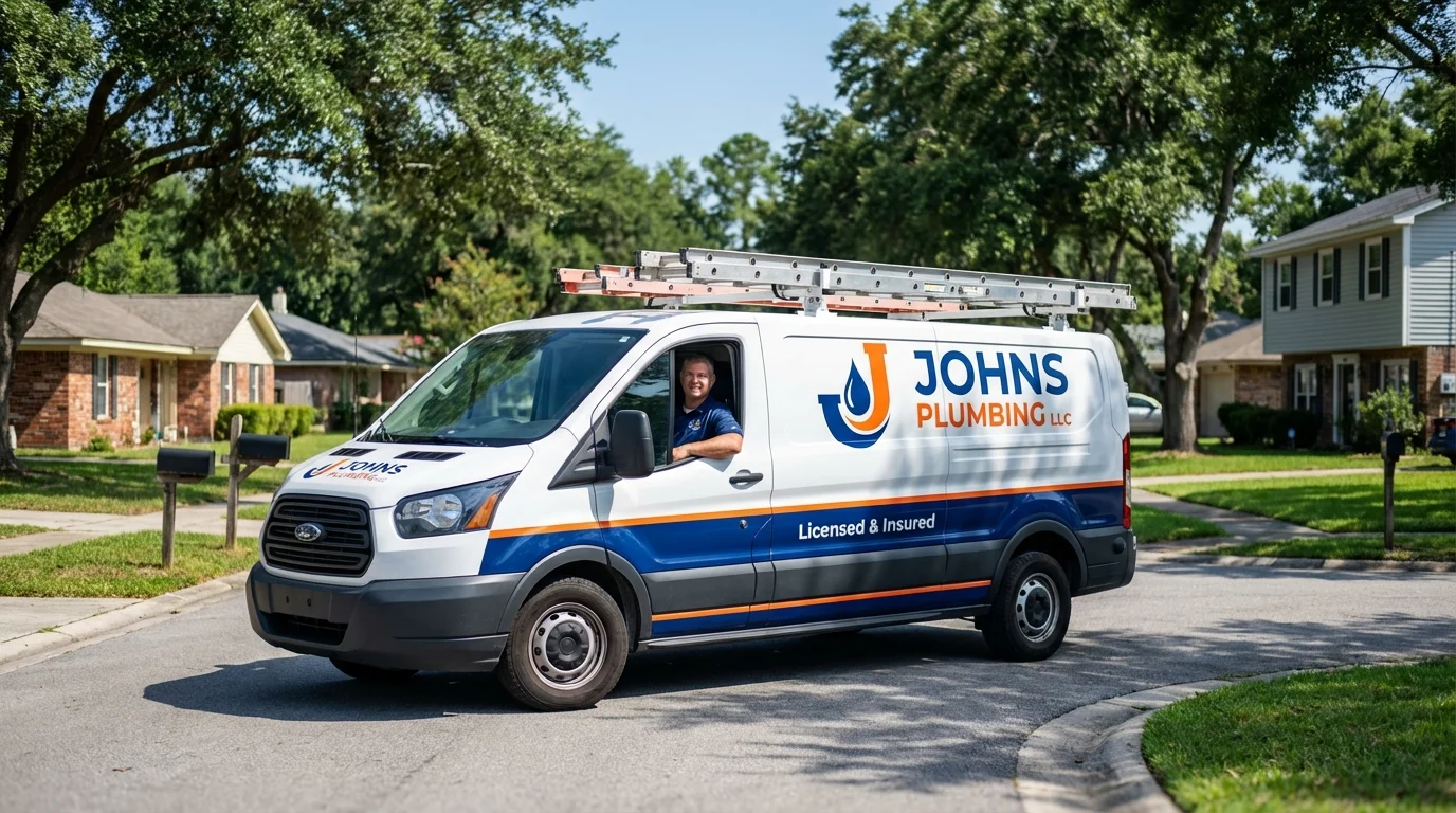 Johns Plumbing LLC service van in Camden, NJ